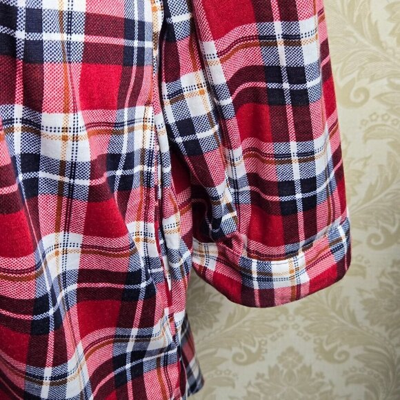 White Mark Size 3XL Button Up Tunic Top Long Sleeve Red White Blue Plaid NWT - Picture 5 of 15
